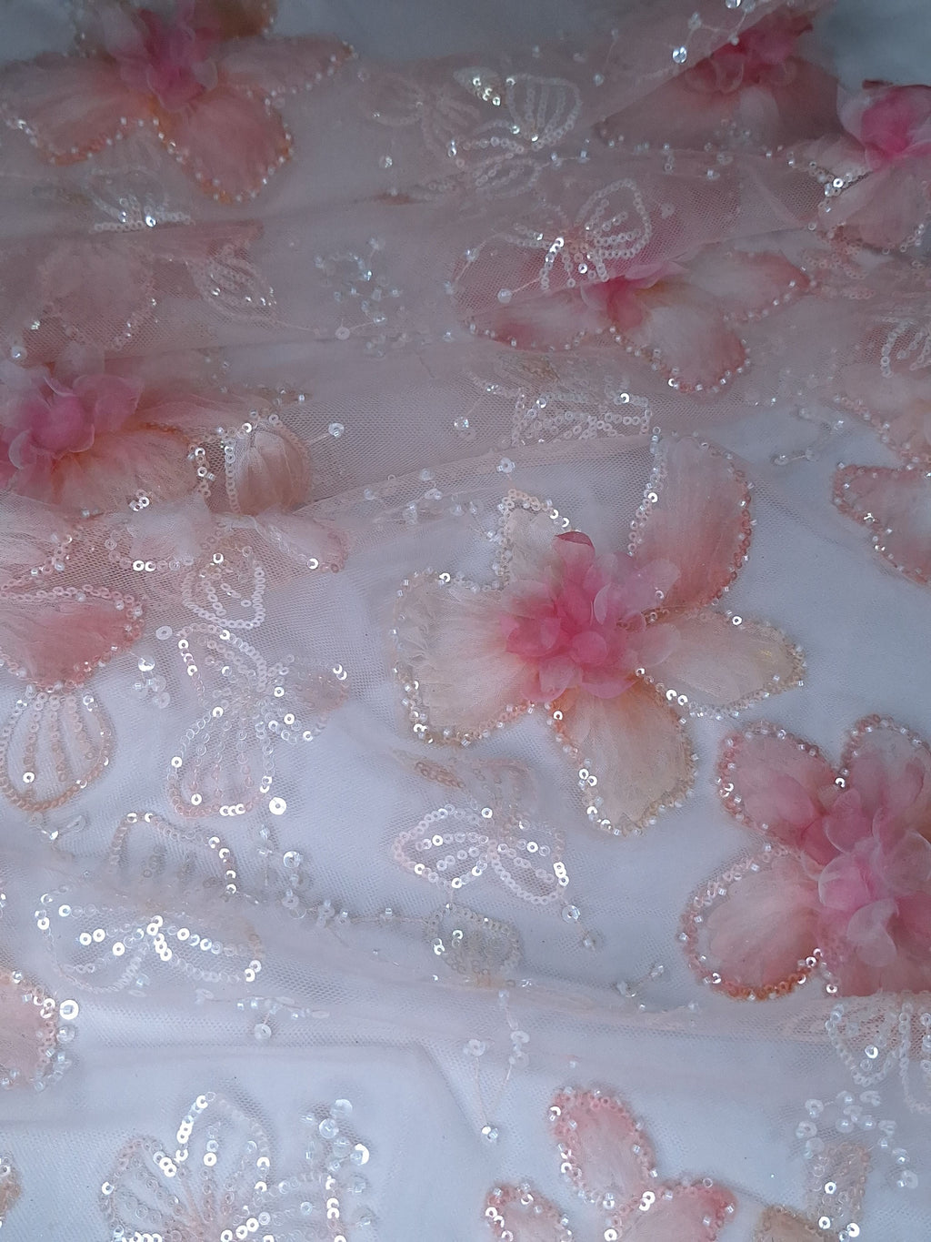 Tul bordado color rosa H148 — Palacio Glamour