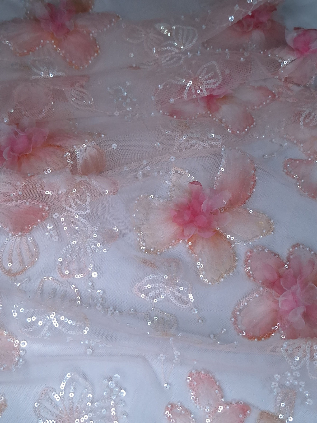 Tul bordado color rosa H148 — Palacio Glamour