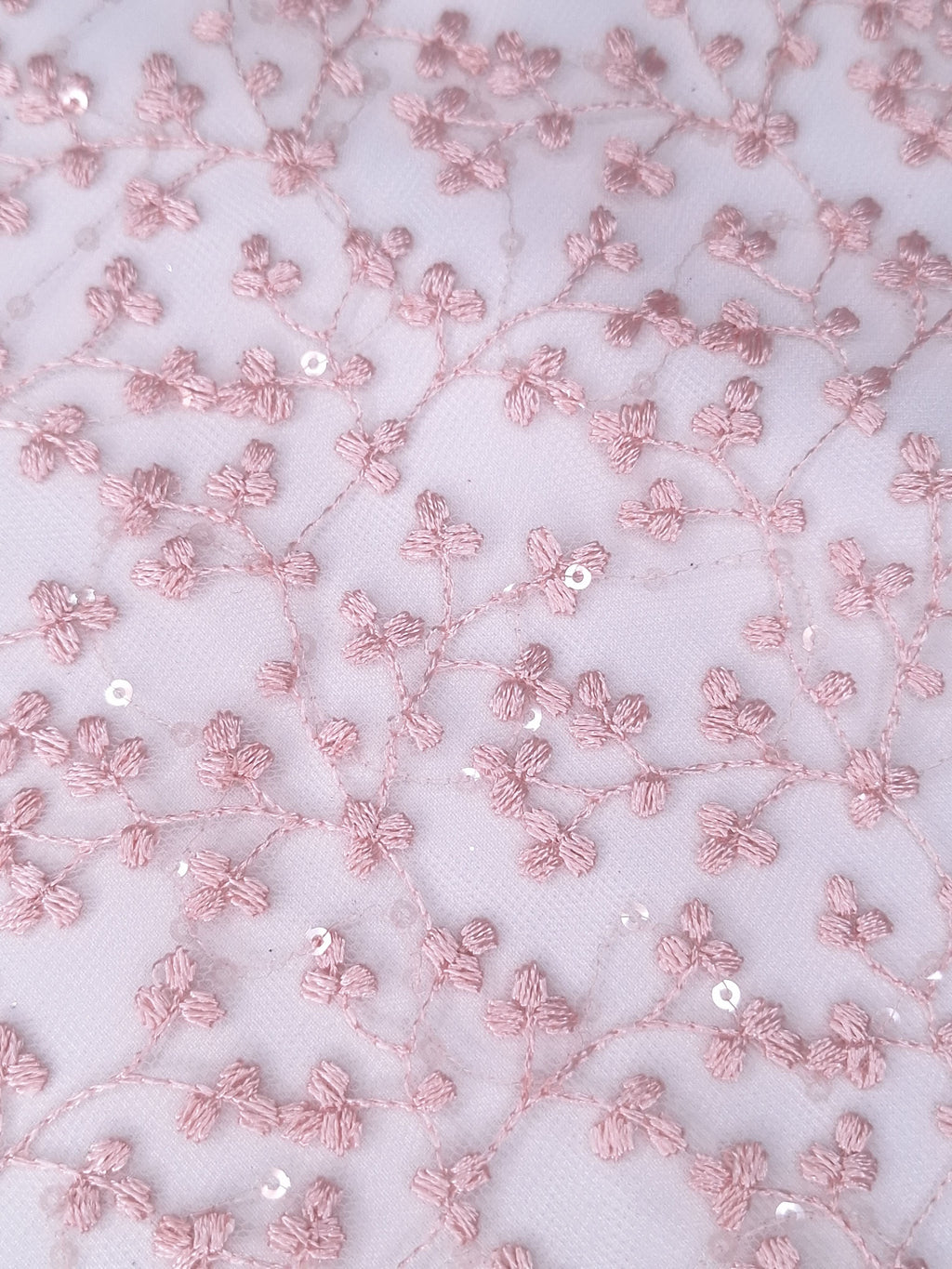 Tul bordado color palo de rosa H082, para vestidos de boda de noche y de XV años — Palacio Glamour