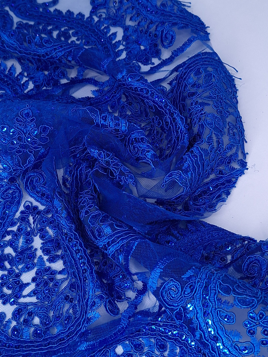 Tul bordado color azul rey H129 — Palacio Glamour