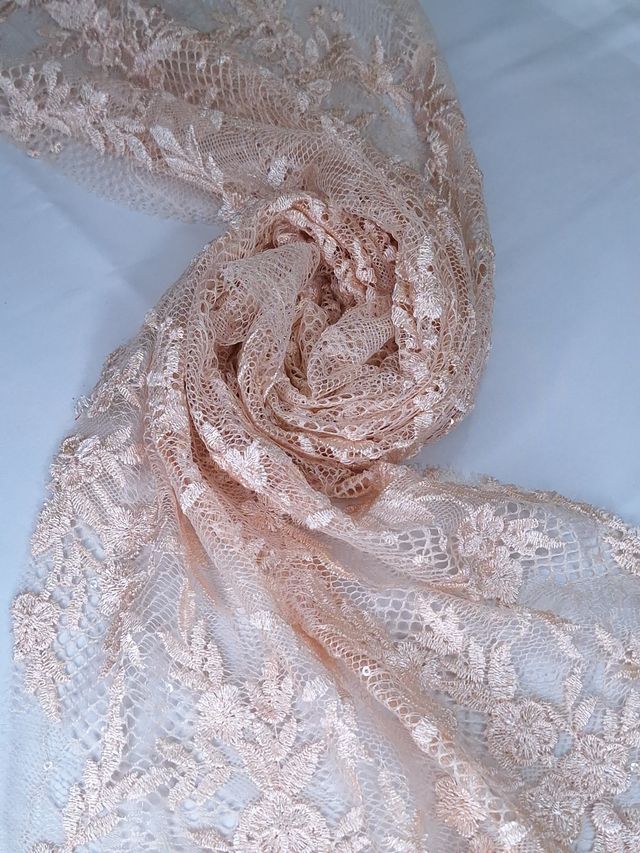 Tul bordado color nude A868 — Palacio Glamour