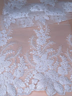 Tul bordado color hueso A961 — Palacio Glamour