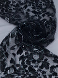 Tul bordado color negro A927 — Palacio Glamour