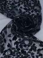 Tul bordado color negro A927 — Palacio Glamour