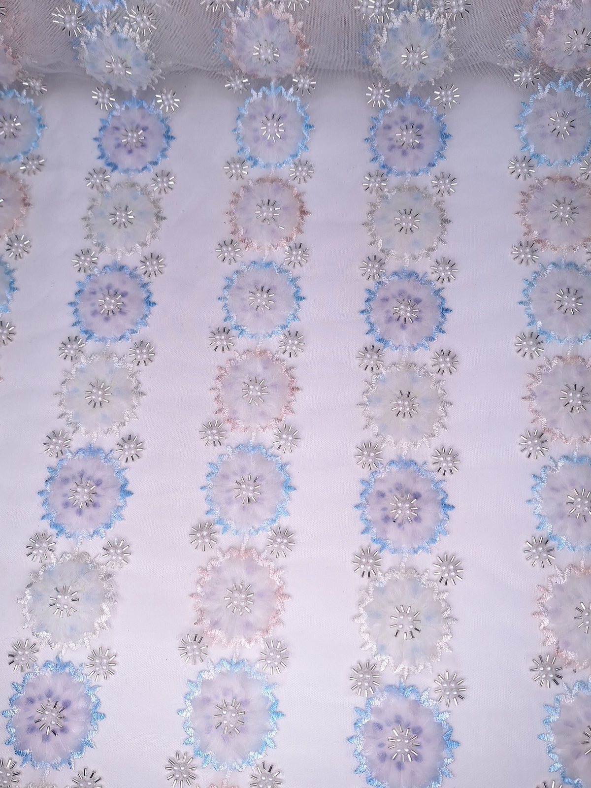 Tul bordado color azul H029 — Palacio Glamour