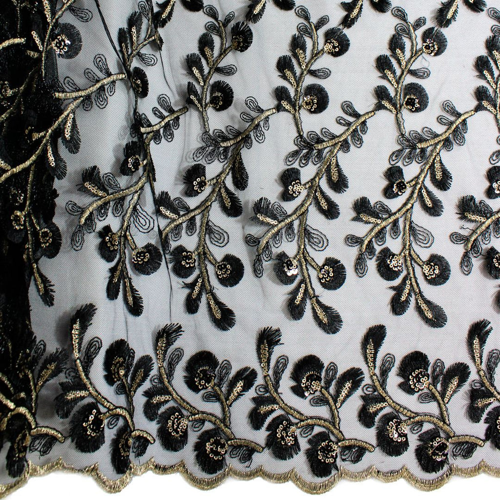 Tul bordado color negro A630 — Palacio Glamour