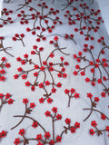 Tul bordado Con Flores 3d Y Ramajes Color Rojo A621 — Palacio Glamour