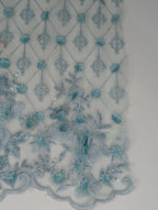 Tul bordado color cielo A862 — Palacio Glamour