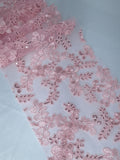 Tul bordado color rosa claro H165, para vestidos de noche de boda y de XV años — Palacio Glamour