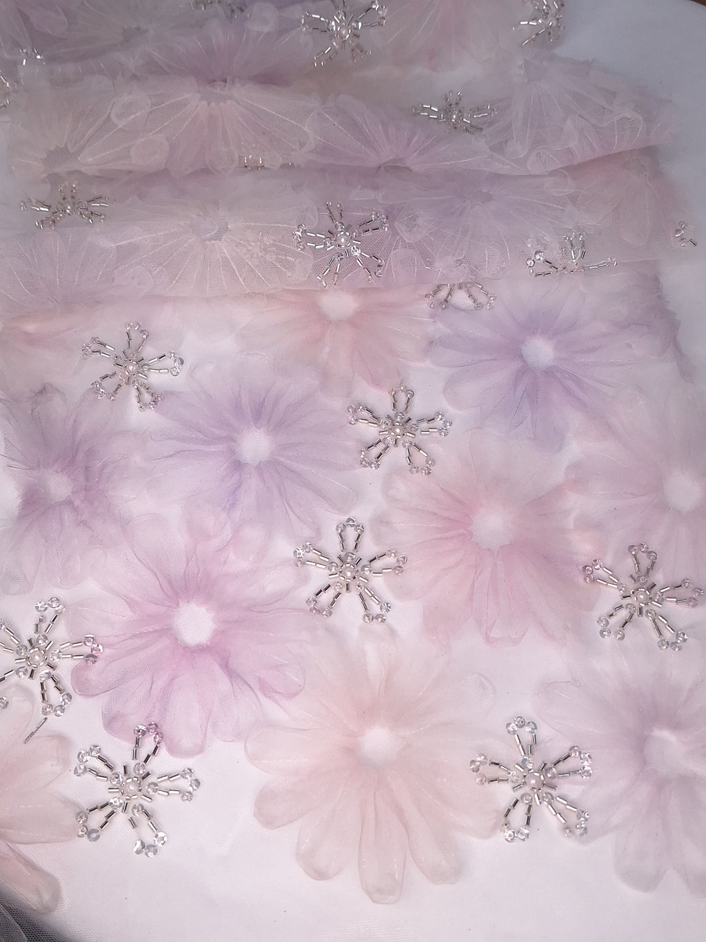 Tul bordado color rosa lila, H031, para vestidos de noche de boda y de XV años — Palacio Glamour