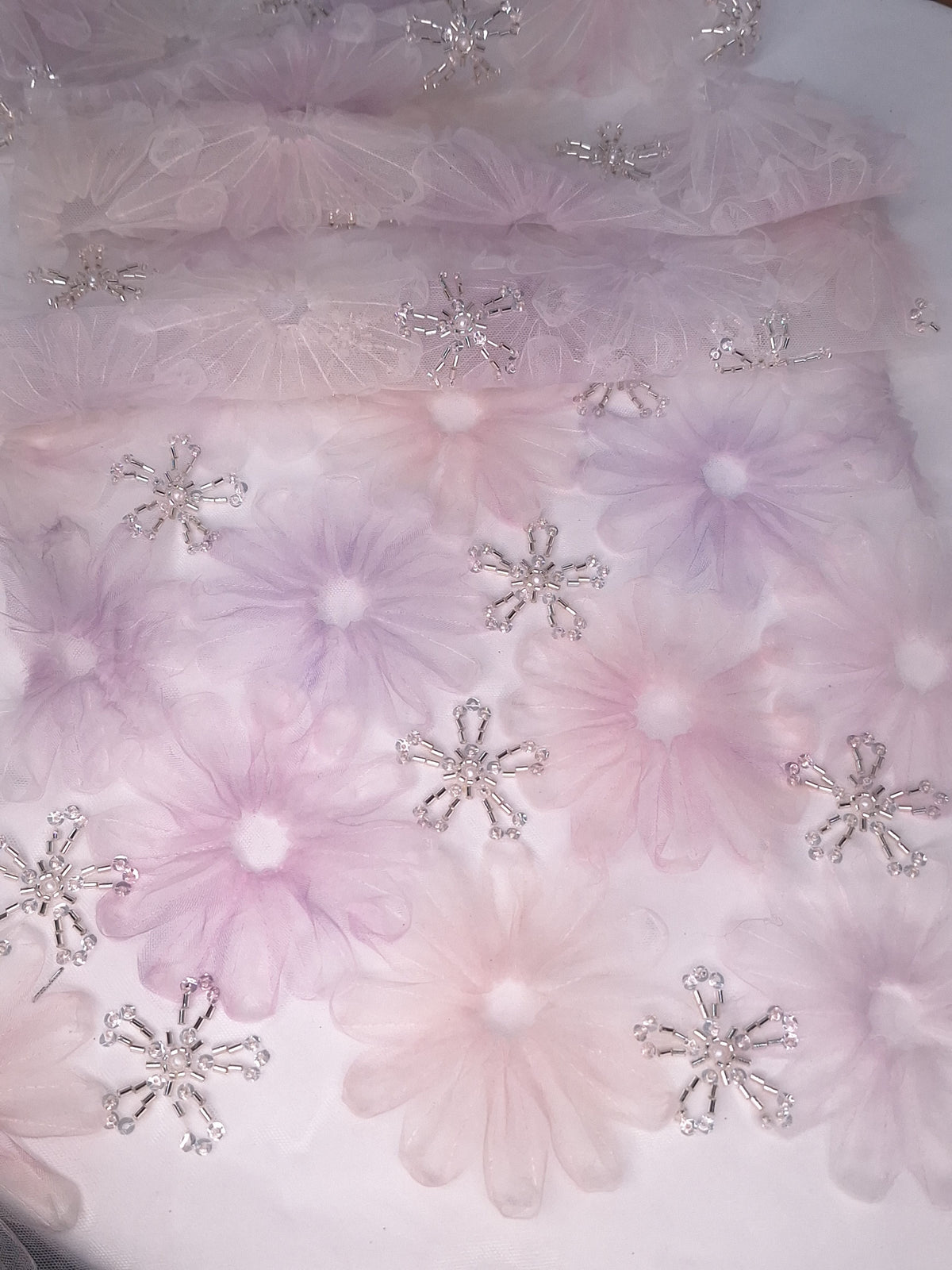 Tul bordado color rosa lila, H031, para vestidos de noche de boda y de XV años — Palacio Glamour