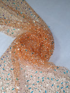 Tul bordado color naranja H121 — Palacio Glamour