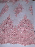 Tul bordado color rosa A948 — Palacio Glamour