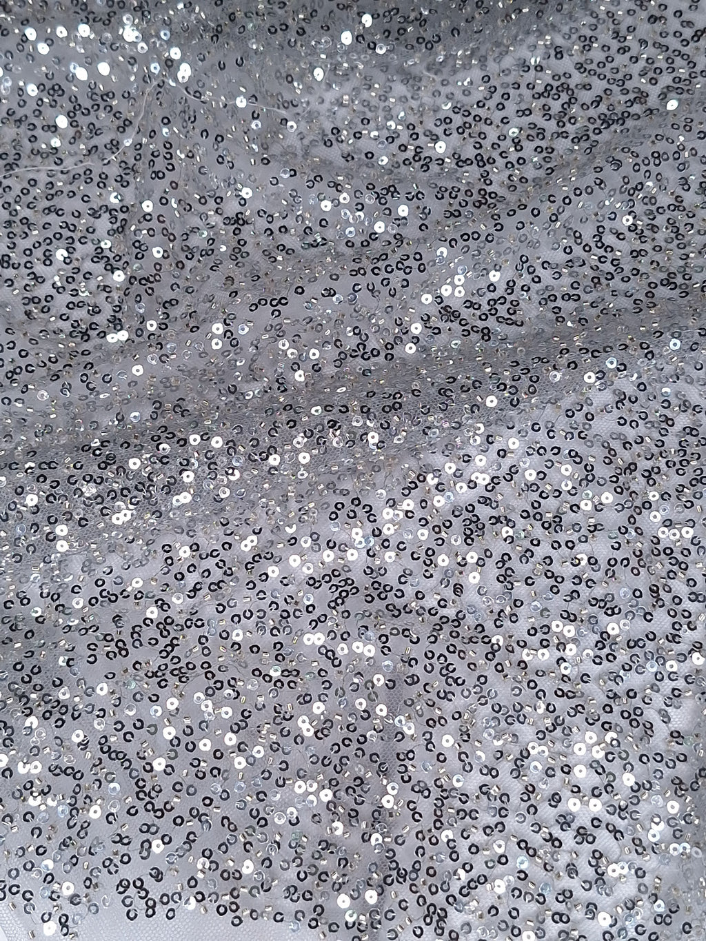 Tul bordado color plata FR979 — Palacio Glamour
