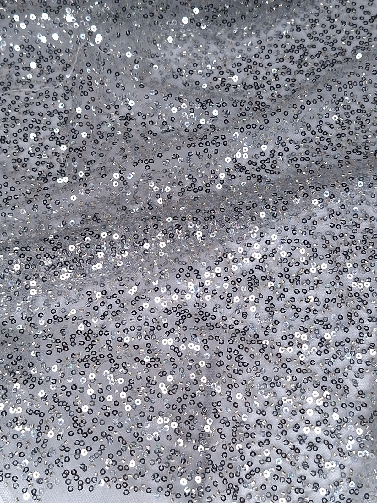Tul bordado color plata FR979 — Palacio Glamour
