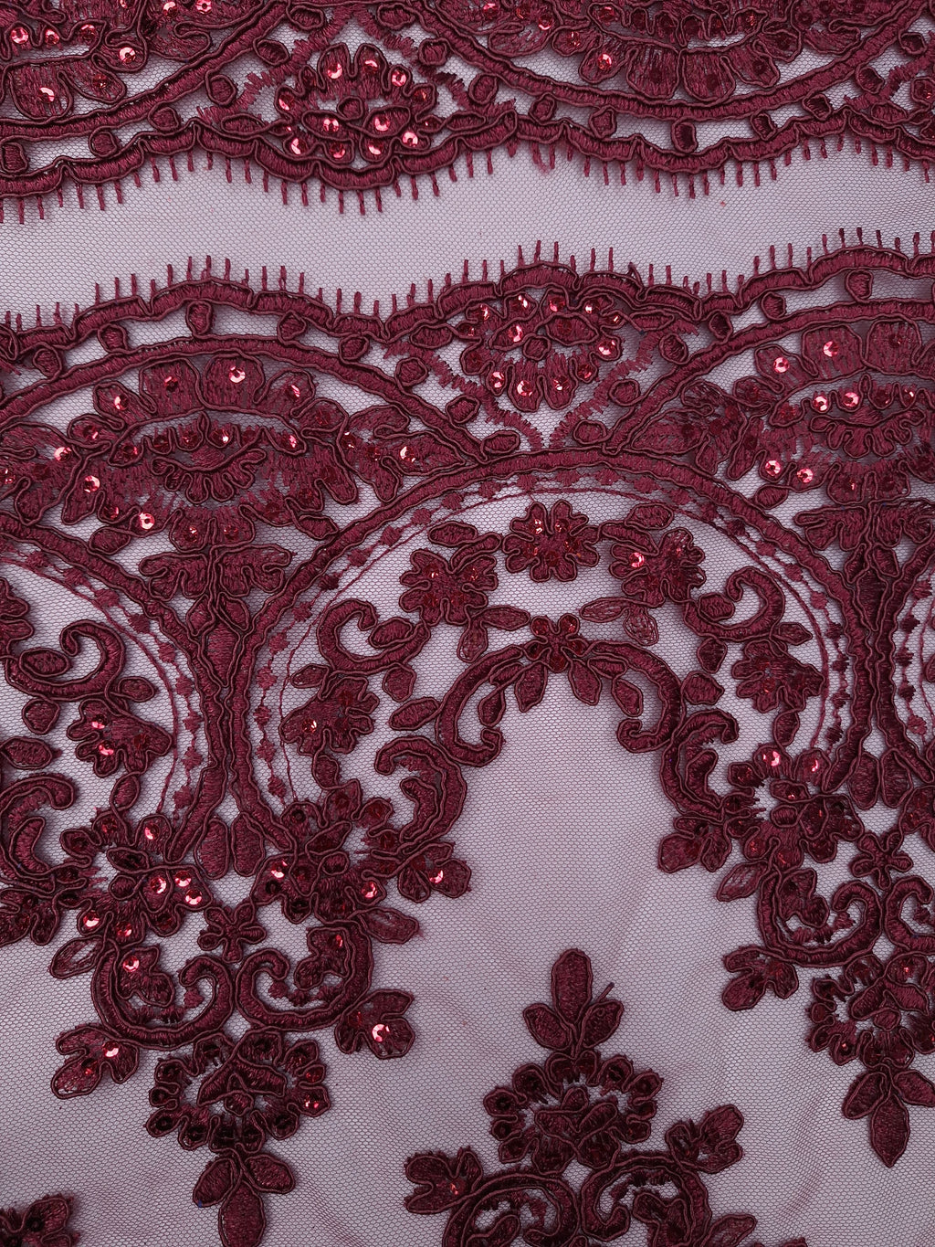 Tul bordado color vino H130 — Palacio Glamour