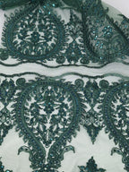 Tul bordado color botella H129 — Palacio Glamour