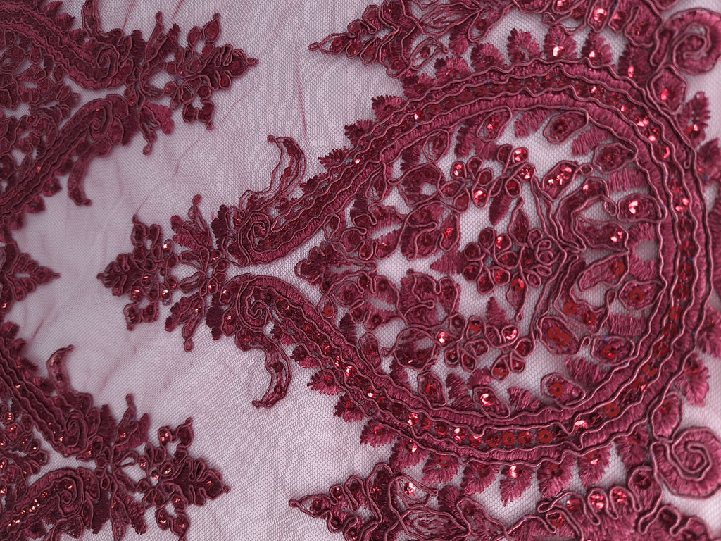 Tul bordado color vino H129 — Palacio Glamour