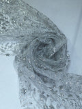 Tul bordado color plata H036 — Palacio Glamour