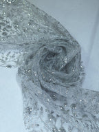 Tul bordado color plata H036 — Palacio Glamour