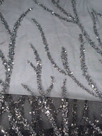 Tul bordado color negro plata A957 — Palacio Glamour