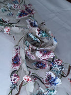 Tul bordado Con Flores de Lentejuela Color Nude Morado A671 — Palacio Glamour
