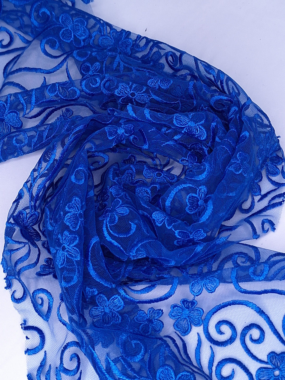 Tul bordado color azul rey A953 — Palacio Glamour