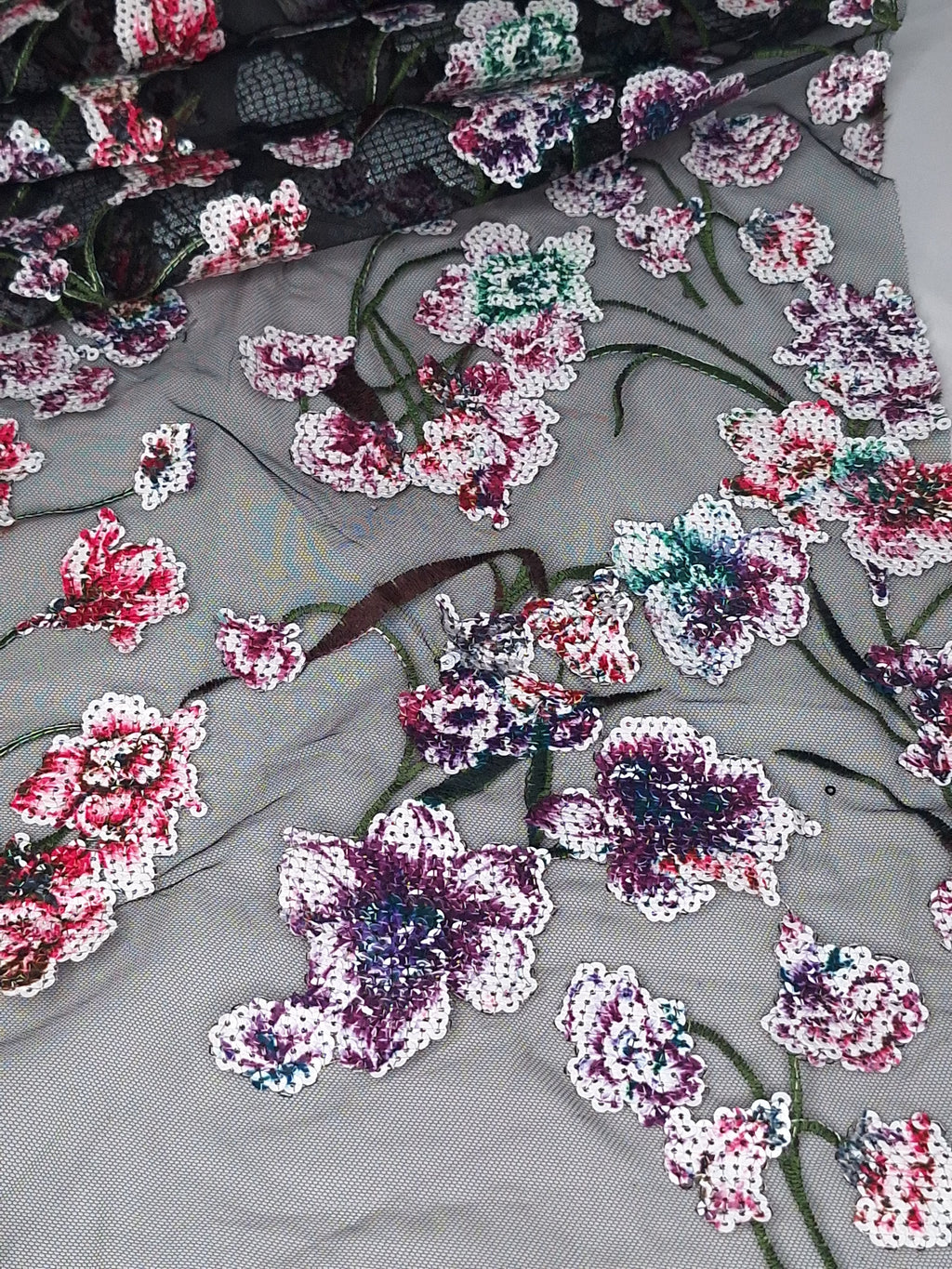 Tul bordado Con Flores de Lentejuela Color Nude A671 — Palacio Glamour