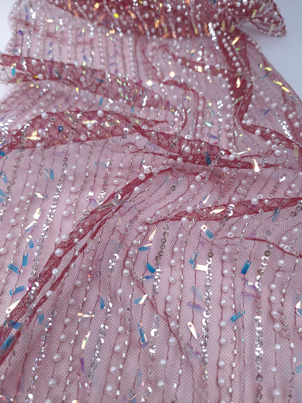 Tul bordado color vino H122 — Palacio Glamour