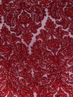 Tul bordado color rojo A864 — Palacio Glamour