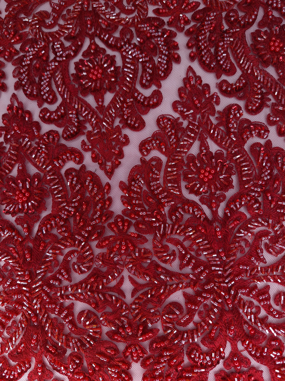 Tul bordado color rojo A864 — Palacio Glamour