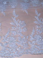 Tul bordado color blanco A982 — Palacio Glamour