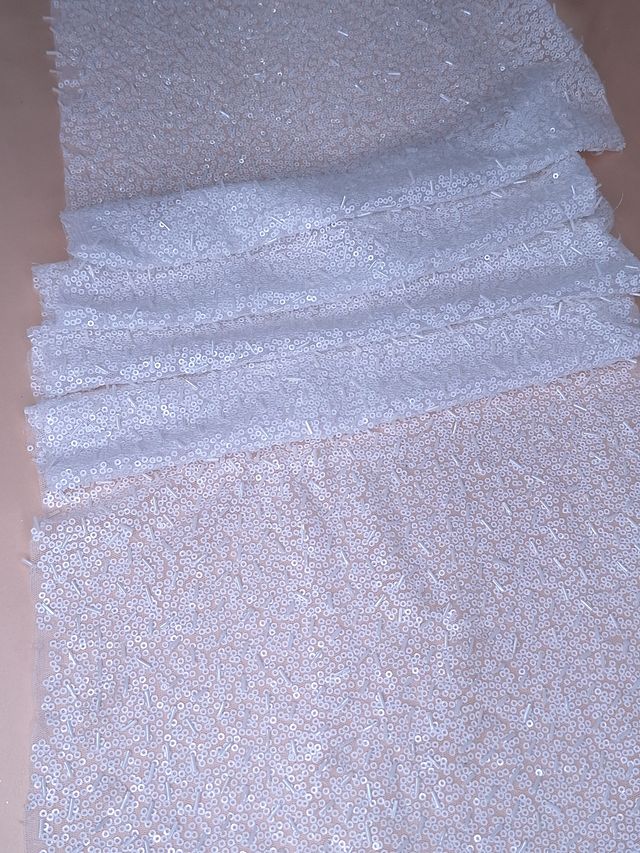 Tul bordado color blanco H093 — Palacio Glamour