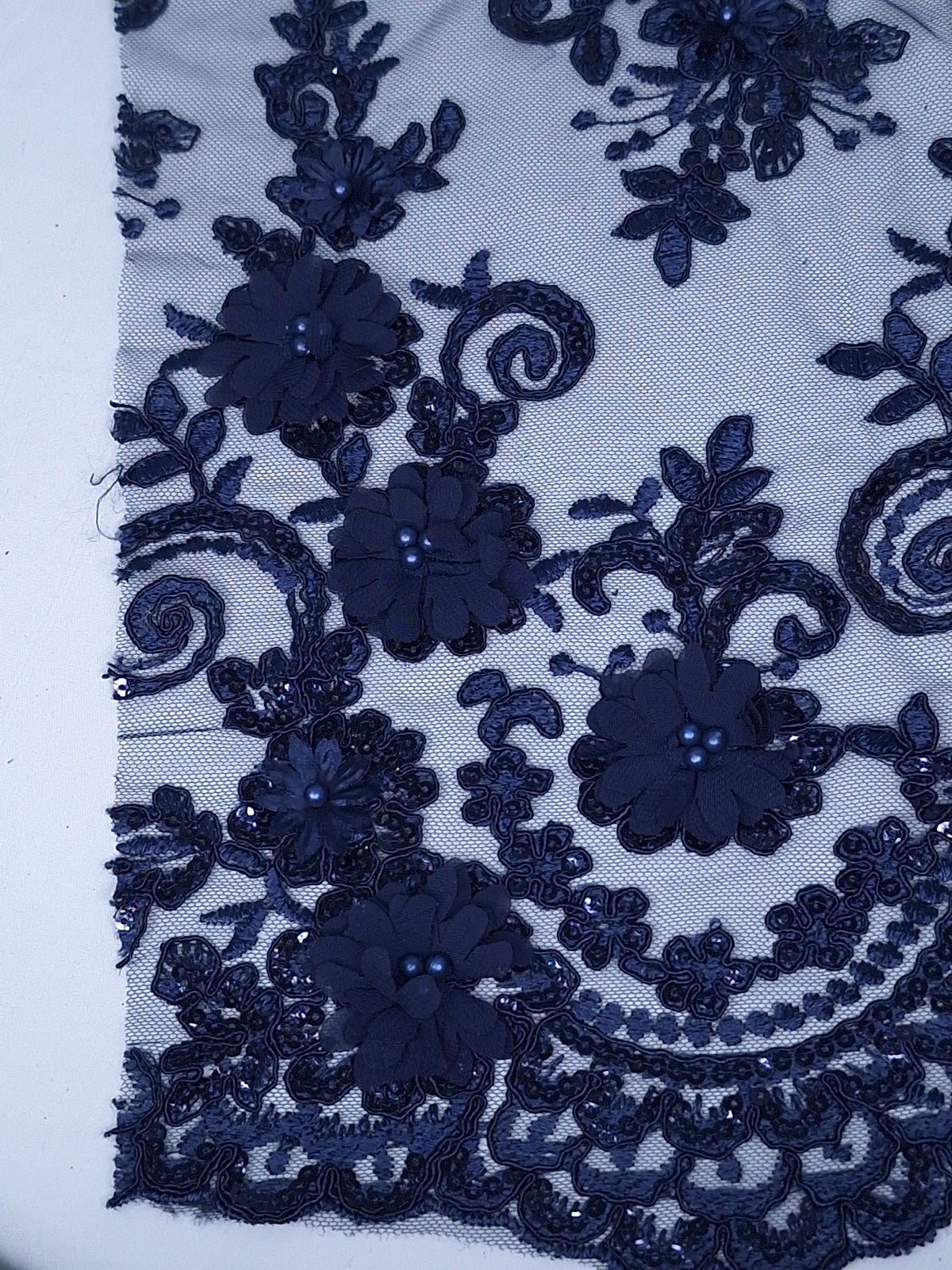 Tul bordado color Azul marino H164 — Palacio Glamour