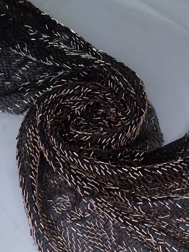 Tul bordado color oro H034 — Palacio Glamour