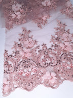 Tul bordado color rosa pastel H163, para vestidos de noche de boda y de XV años — Palacio Glamour