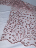 Tul bordado color rosa H080 — Palacio Glamour