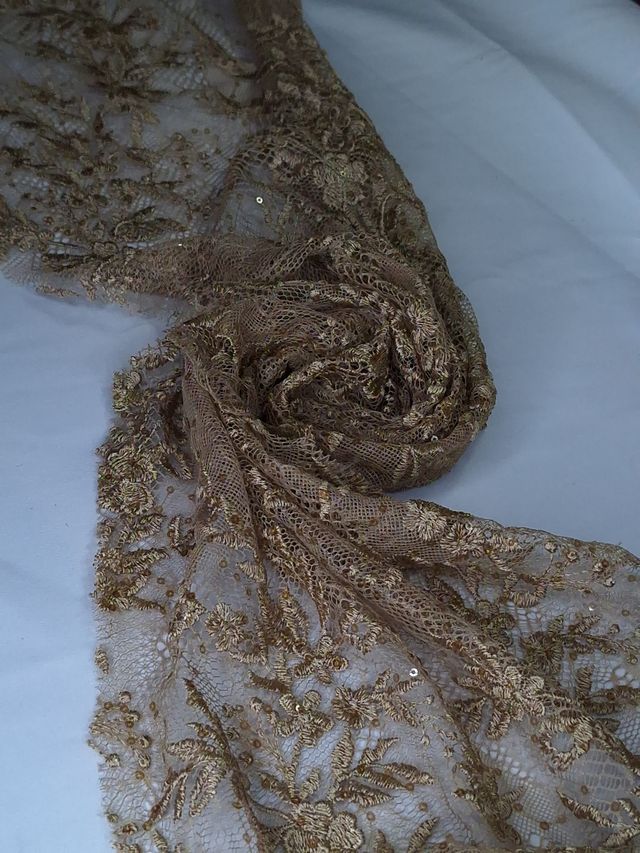 Tul bordado color bronce A795 — Palacio Glamour