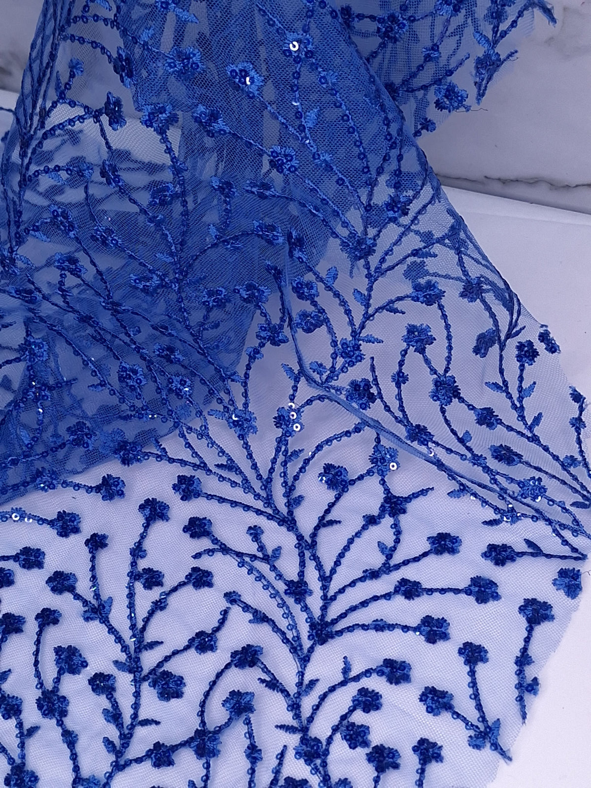 Tul bordado color azul rey H080 — Palacio Glamour