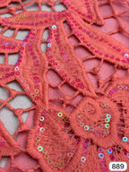 Tul bordado color coral A889 — Palacio Glamour