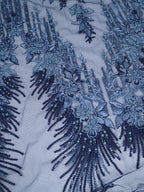 Tul bordado color azul A867 — Palacio Glamour