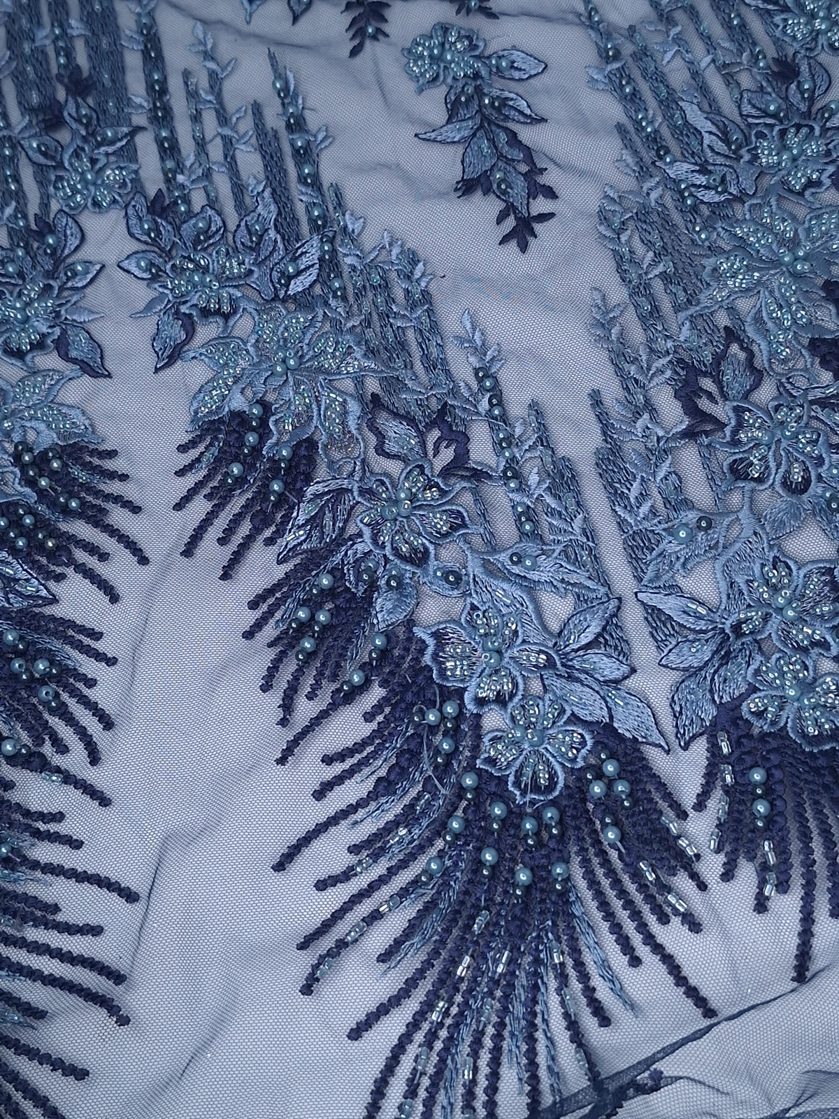 Tul bordado color azul A867 — Palacio Glamour