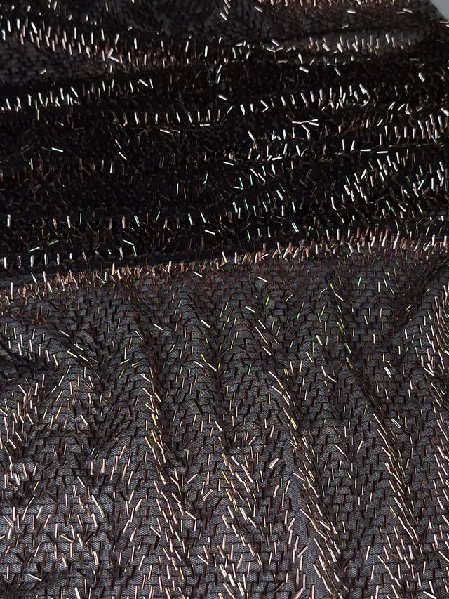 Tul bordado color oro H034 — Palacio Glamour