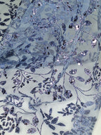 Tul bordado color azul plumbago H037 — Palacio Glamour