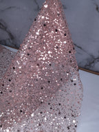 Tul bordado color rosa, H071 — Palacio Glamour