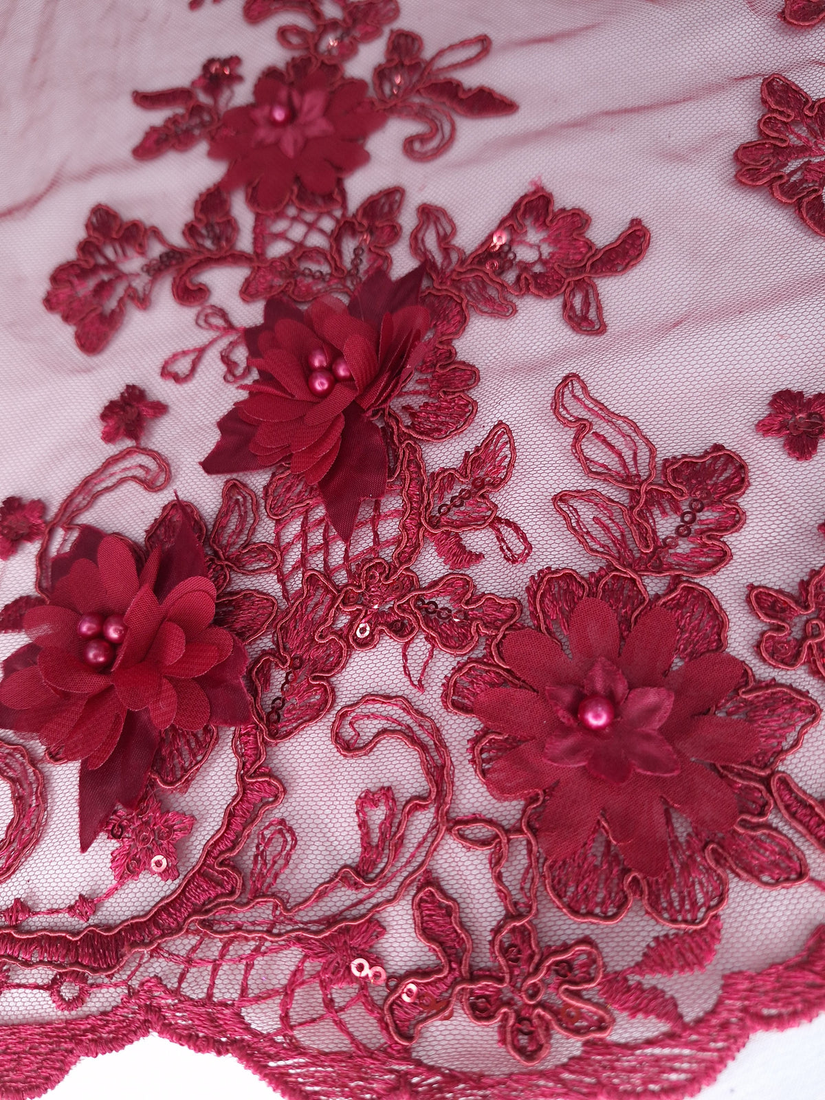 Tul bordado color vino H133 — Palacio Glamour