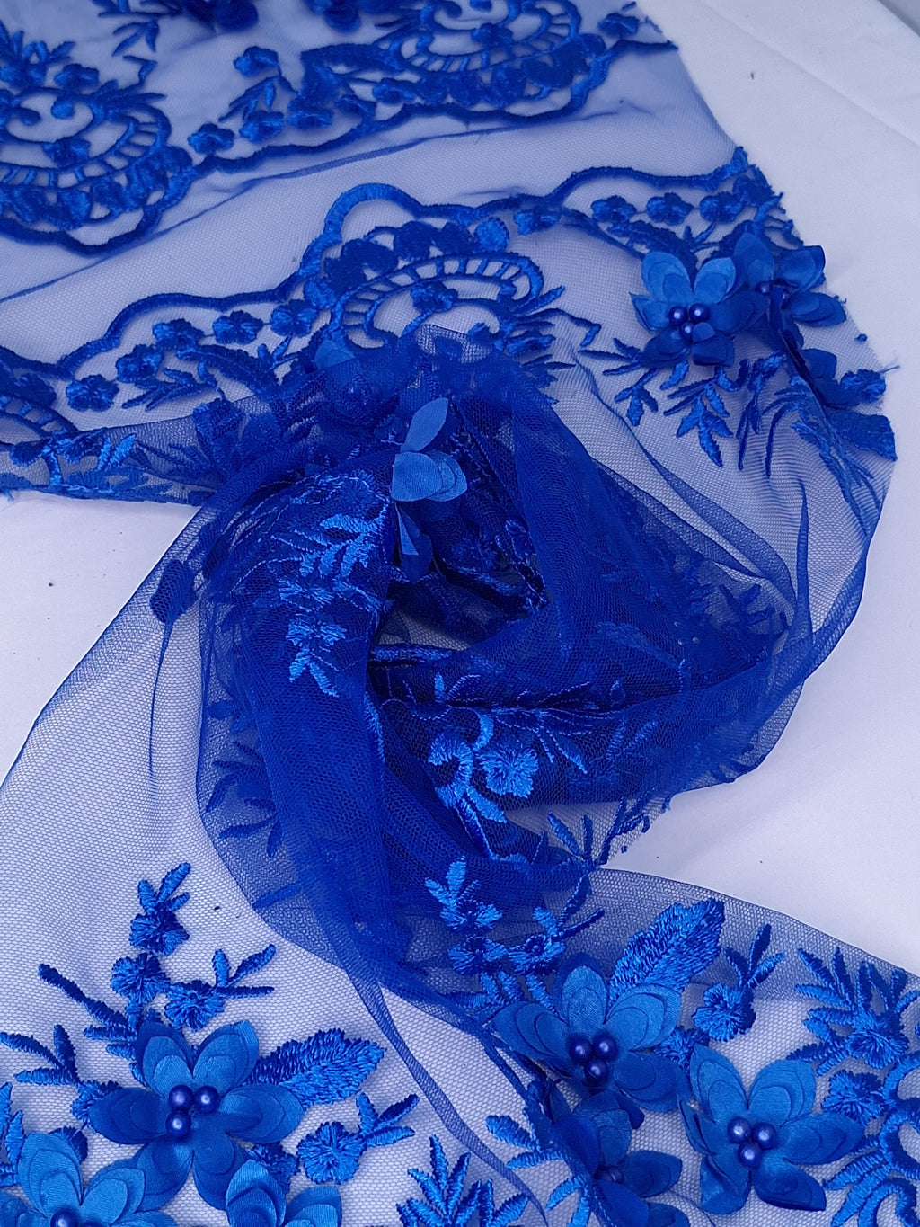 Tul bordado color azul rey H139 — Palacio Glamour