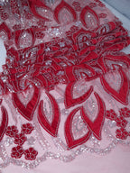 Tul bordado color rojo HH235 — Palacio Glamour