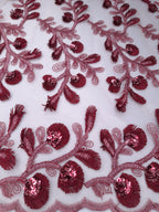 Tul bordado color vino A630 — Palacio Glamour