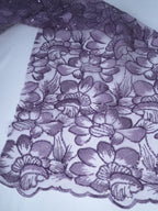 Tul bordado Con Diseño De Flores y Lentejuela Color Malva H087 — Palacio Glamour